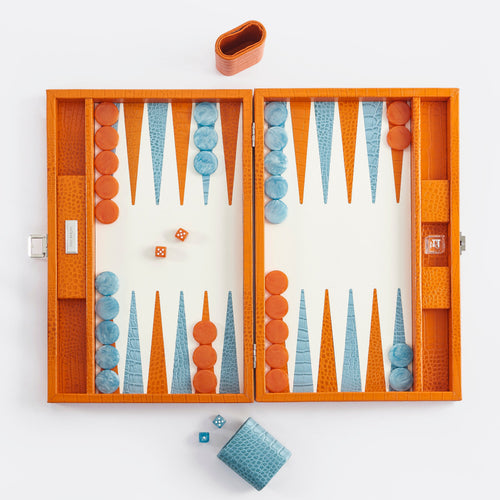 Premium Interiors - Backgammon - Groot BACKGAMMON - leer zonnekleur 46cm