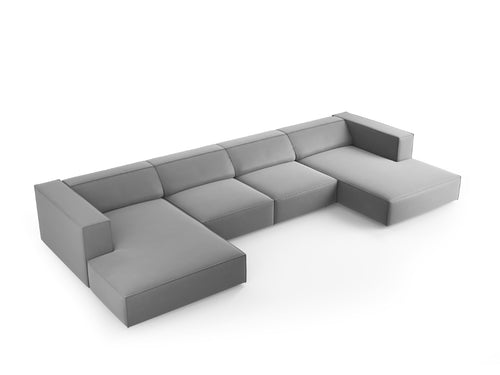 Cosmopolitan Design Panoramische bank Arendal 6-zits, flueel, lichtgrijs - 166x364x70cm