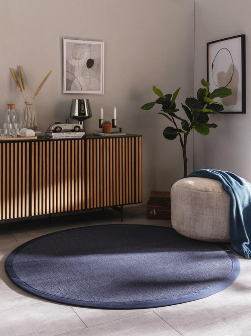 benuta sisal vloerkleed Sana - blauw - ø 150 cm