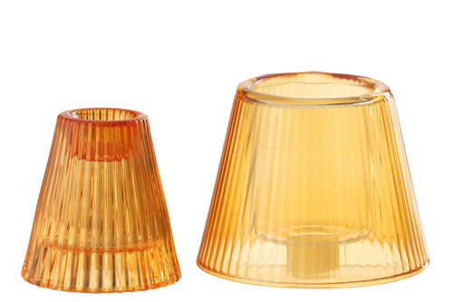 J-Line theelichthouder Hoed - glas - oranje
