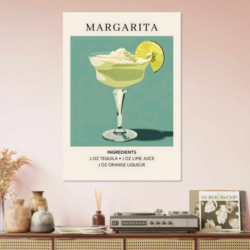 Artfulprints Poster met Lijst Margarita cocktail - Ingrediënten   - 50x70 cm - Groen