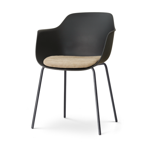 Nolon Nora-Liz eetkamerstoel zwart met nougatbruin zitkussen - zwart onderstel