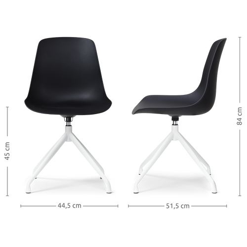 Nolon Nola-Pip Draaibare Eetkamerstoelen Zwart - Wit Onderstel - 2x