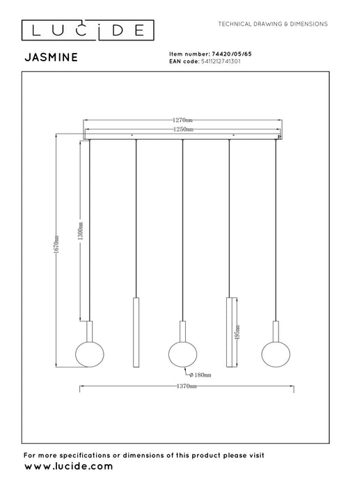 Lucide hanglamp JASMINE - Geïntegreerde LED - Koper