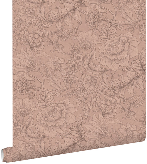 ESTAhome behang bloemmotief terracotta roze - 50 x 900 cm - 139794 - vtwonen shop