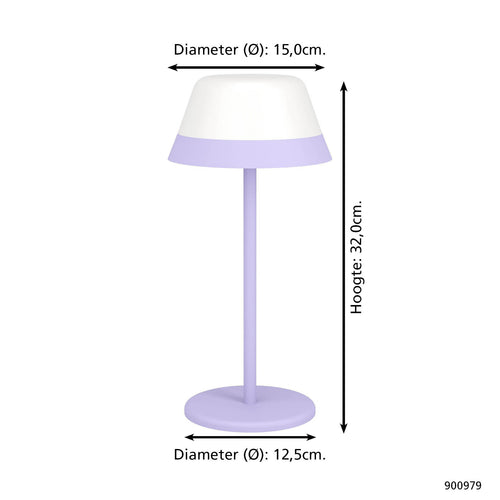 EGLO tafellamp Meggiano - draadloos - 32 cm - lila/wit - vtwonen shop