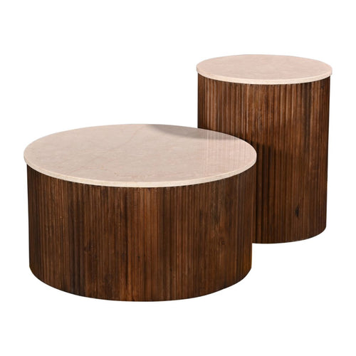 Giga Meubel Salontafel Davi - Rond - Donkerbruin - Marmer - Ø70cm - vtwonen shop