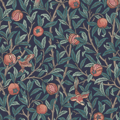 William Morris at Home Vliesbehang - Bird & Pomegranate Navy Blauw