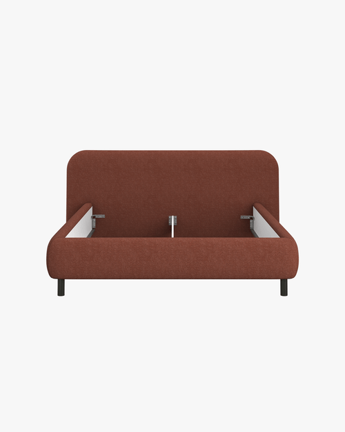 noo.ma Mumo gestoffeerd bed 180 x 200 cm - bouclé Brick Red, laag frame