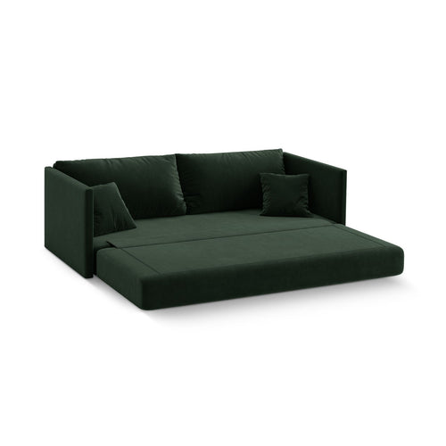 Cosmopolitan Design - Converteerbare bank Shannon 3-zits, flueel flessengroen - 94x209x87cm