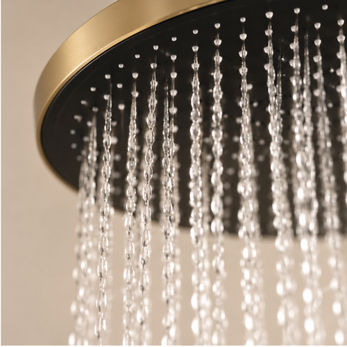 LOMAZOO inbouwdoucheset Aurora - met thermostaatkraan & ronde handdouche - goud - 30 cm