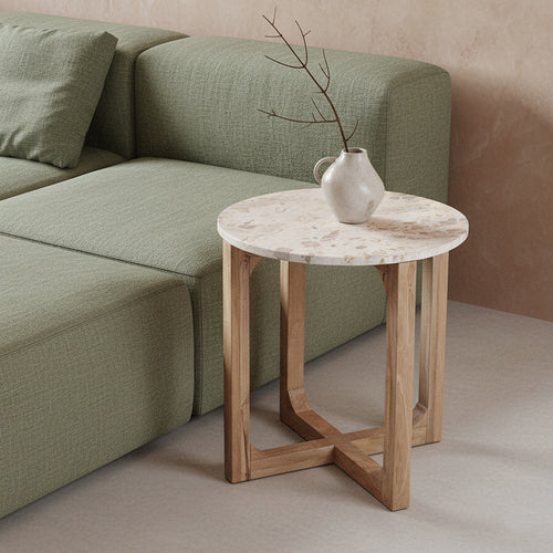 Marmeren bijzettafel Créme - 50x50x50 cm - 50x50x50 cm