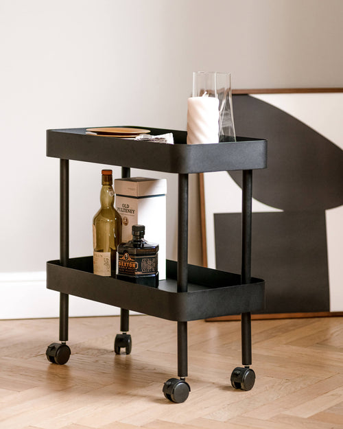 noo.ma Nolle Console 2-tier - metalen console 60x30x57,5 cm, Vulcano Black
