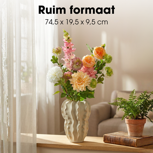 Mica Decorations Kunstboeket Jean - Decoratief Boeket - Kunstplanten voor Binnen - Kunstplant Zonder Onderhoud - Veldboeket Kunstbloemen