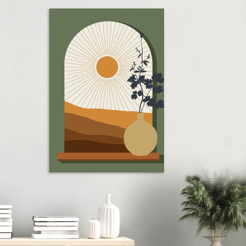 Artfulprints Poster Boho – Sunset window   - 50x70 cm - Bruin