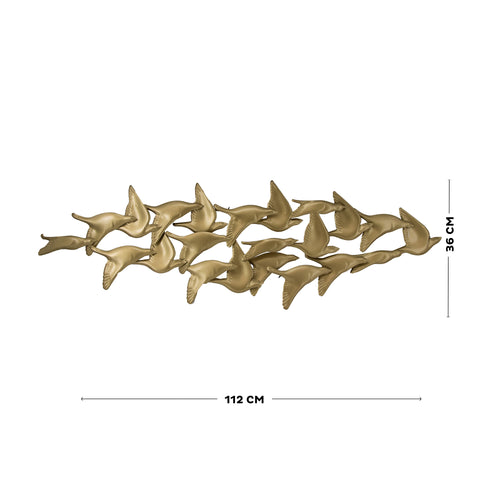 Art for the Home Metal Art - Golden birds - 36x112 - vtwonen shop