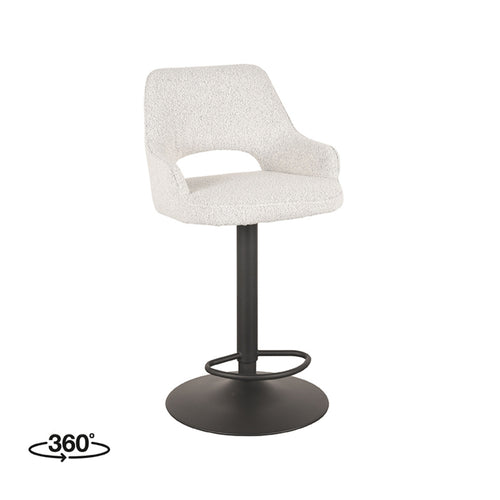 LABEL51 Barkruk Fer -  Wit Bouclé - Zithoogte 60–80cm