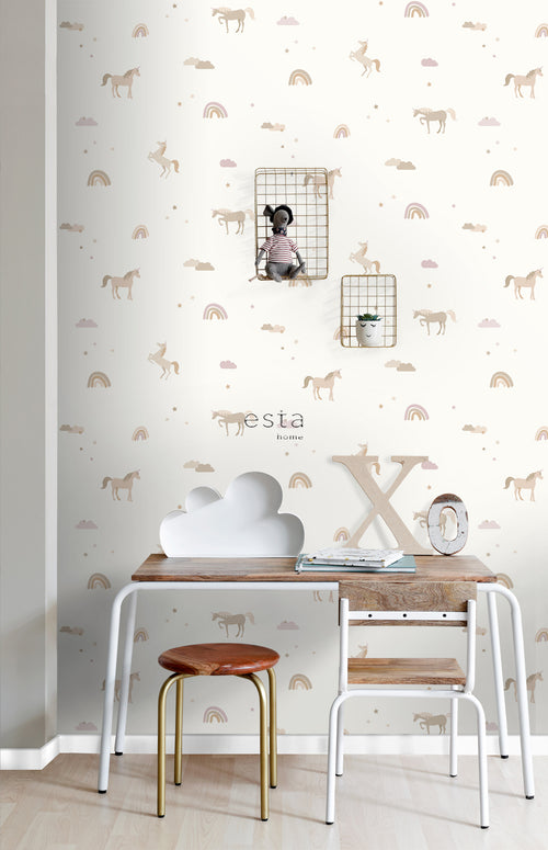 ESTAhome behang unicorns beige - 50 x 900 cm - 139539