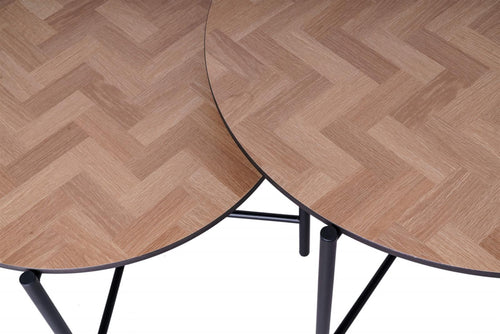 MaximaVida salontafel set Copenhagen 62 en 49 cm  kruisframe zwart - HPL fishbone look - vtwonen shop