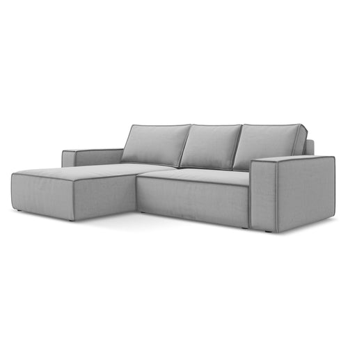 LaMiaSofa hoekbank links Livorno - velours - grijs - 290x185x82