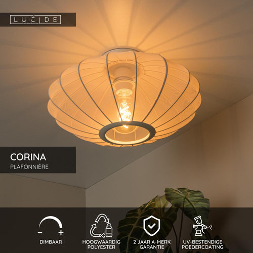 Lucide plafonnière CORINA - 1xE27 - Beige