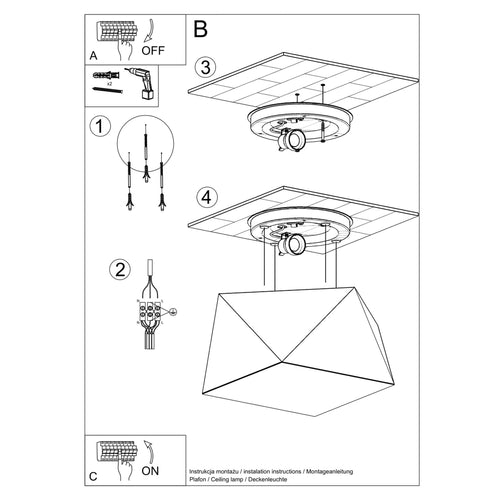 Sollux Lighting Plafondlamp HEXA 25 zilver - 25x25x15cm