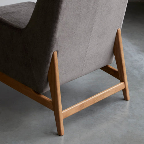Tikamoon Fauteuil van massief eikenhout en grijs fluweel - Grijs