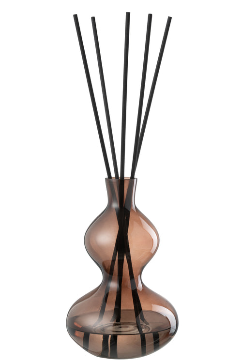 J-Line geurolie + stokjes Li-ly land - glas - bruin - large - vtwonen shop