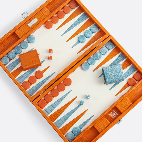 Premium Interiors - Backgammon - Groot BACKGAMMON - leer zonnekleur 46cm