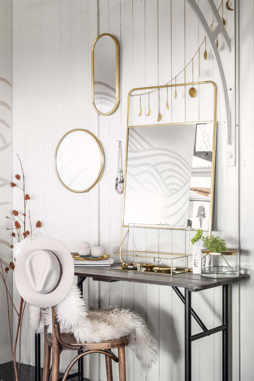 vtwonen Ovale Spiegel - Wandspiegel Ovaal - Woonaccessoires - Wanddecoratie - Goud - 50x20cm - vtwonen shop