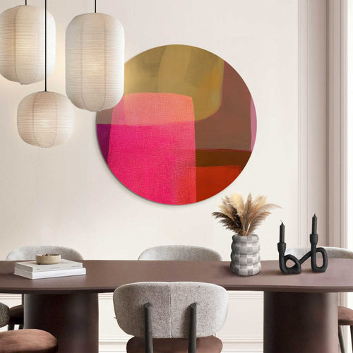Reinders Roze tinten I glasschilderij -  roze - woonkamer - Ø 70cm