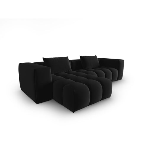 Cosmopolitan Design - Modulaire hoekbank links Verona 3-zits, flueel zwart - 145x260x70cm