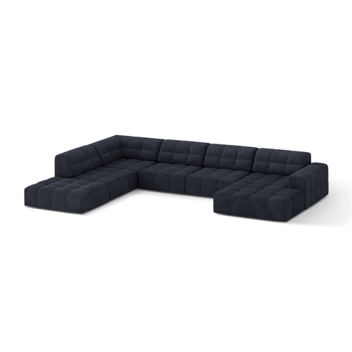 Cosmopolitan Design - Panoramische hoekbank links Chicago 7-zits, chenille marineblauw - 263x375x78cm