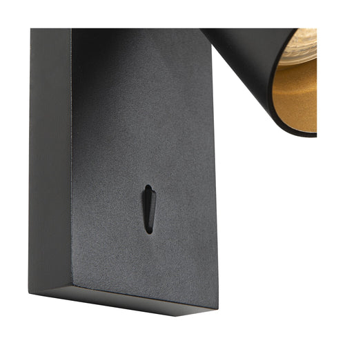 Atmooz wandlamp Nuo - zwart-goud binnenin - 15 x 10 x H 12 cm - GU10