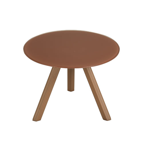 Giga Meubel Salontafel Felix Terra – Rond – Glas en Metaal – Set van 2