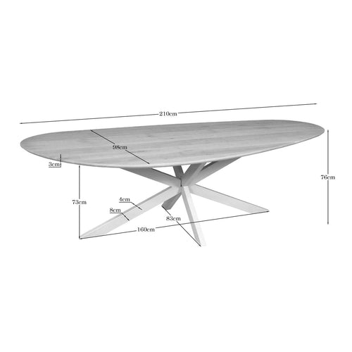 Starfurn Eettafel Cloud - Rechthoekig Zand/Eikenhout - 210x98x76cm