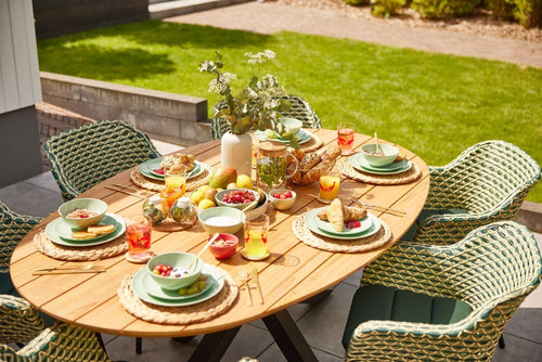 Hartman Tuintafel Stephanie - Naturel/Zwart Hout - 240x140x76cm - vtwonen shop