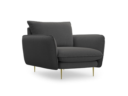 Cosmopolitan Design Fauteuil Vienna structurele stof, donkergrijs - 94x97x95cm