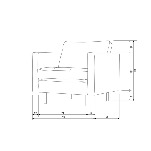 BePureHome classic fauteuil Rodeo - Recycle Leer - Cognac - 83x98x88 - vtwonen shop