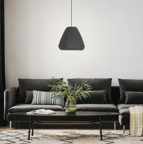 EGLO hanglamp Barlaston - e27 - ø 35 cm - zwart/grijs - uitwasbaar textiel