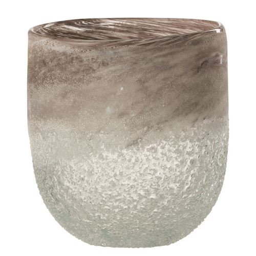 J-Line windlicht Scavo - glas - grijs - large