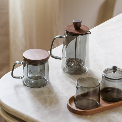 S|P Collection - Koffiepot 35cl met glazen filter en deksel grijs Luma