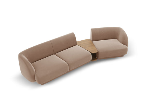 Micadoni Rechte modulaire bank Miley 3-zits, flueel, cappuccino - 126x303x70cm