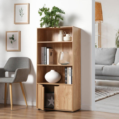 CALICOSY - Rek met 3 niveaus en opbergruimte MODU - Hout - 29x58,5x120 cm