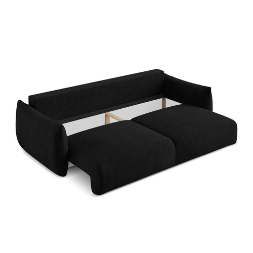 LaMiaSofa 3-zits slaapbank Savona - chenille stof - zwart - 230x105x90