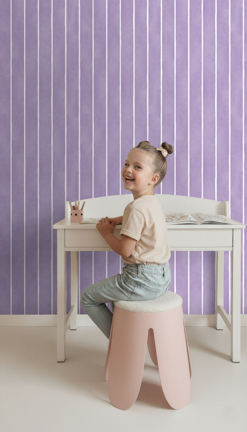 ESTAhome behang strepen lila paars en wit - 50 x 900 cm - 131310