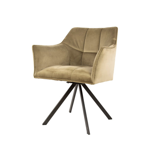 Giga Meubel Eetkamerstoel Raster - Champagne Velvet - Draaibaar - Set van 2 - Set van 2