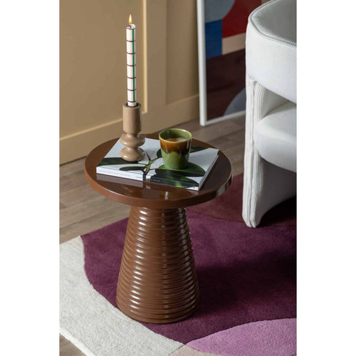 Leitmotiv bijzettafel Catania Ribbed - bruin - Ø40cm