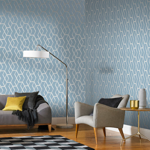 Graham & Brown Vliesbehang - Archetype Blauw & Zilver