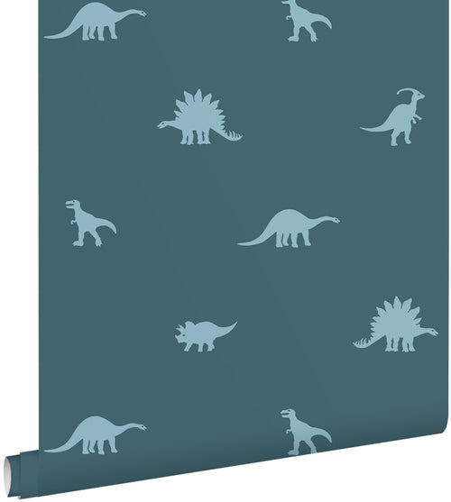 ESTAhome behang dinosaurussen blauw - 50 x 900 cm - 131801